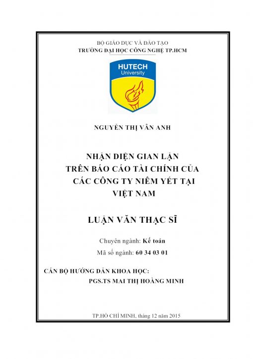 Nhận Diện Gian Lận Trên Báo Cáo Tài Chính Của Các Công Ty Niêm Yết Tại Việt Nam