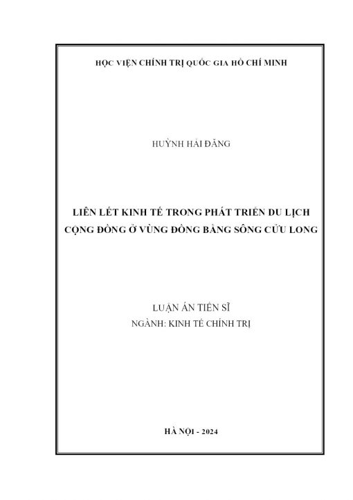 Liên Kết Kinh Tế Trong Phát Triển Du Lịch Cộng Đồng Ở Vùng Đồng Bằng Sông Cửu Long