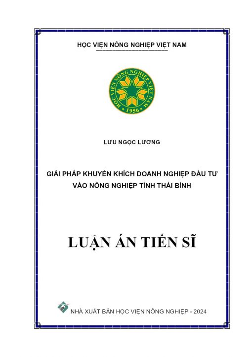 Giải Pháp Khuyến Khích Doanh Nghiệp Đầu Tư Vào Nông Nghiệp Tỉnh Thái Bình