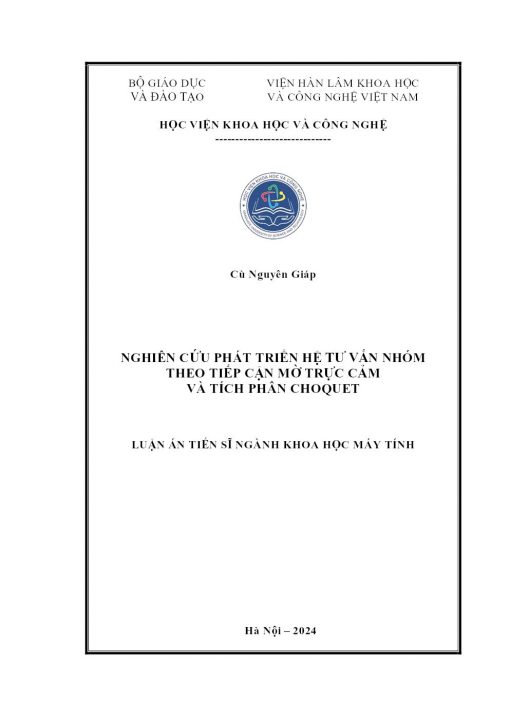 NGHIÊN CỨU PHÁT TRIỂN HỆ TƯ VẤN NHÓM THEO TIẾP CẬN MỜ TRỰC CẢM VÀ TÍCH PHÂN CHOQUET