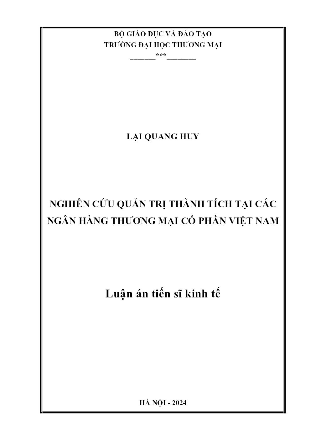 Nghiên Cứu Quản Trị Thành Tích Tại Các Ngân Hàng Thương Mại Cổ Phần Việt Nam