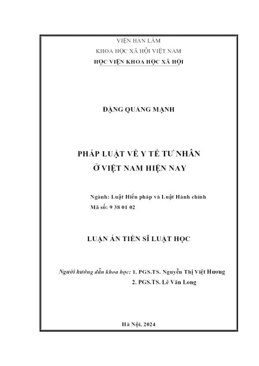 Pháp Luật Về Y Tế Tư Nhân Ở Việt Nam Hiện Nay