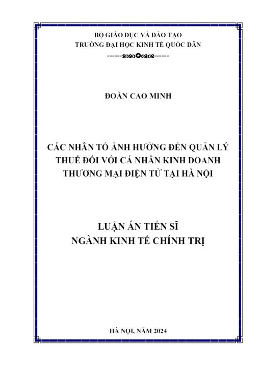 Các Nhân Tố Ảnh Hưởng Đến Quản Lý Thuế Đối Với Cá Nhân Kinh Doanh Thương Mại Điện Tử Tại Hà Nội