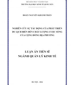 Nghiên Cứu Sự Tác Động Của Phát Triển Du Lịch Biển Đến Chất Lượng Cuộc Sống Của Cộng Đồng Địa Phương