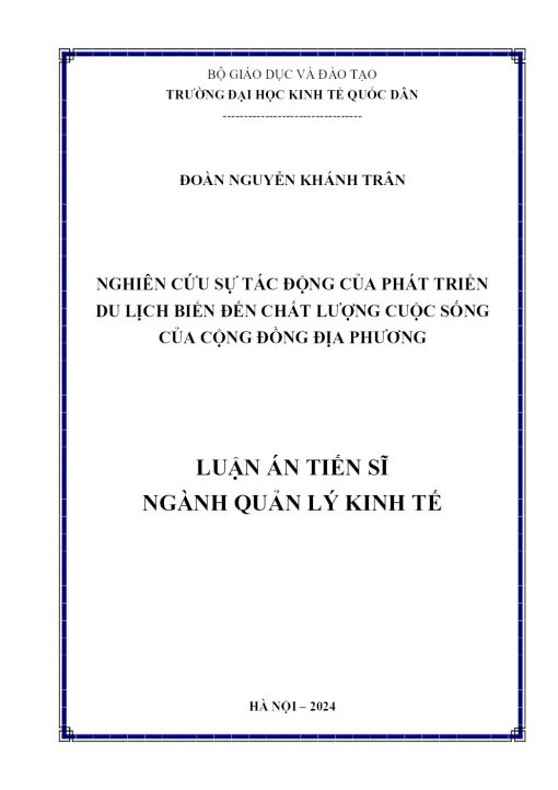 Nghiên Cứu Sự Tác Động Của Phát Triển Du Lịch Biển Đến Chất Lượng Cuộc Sống Của Cộng Đồng Địa Phương