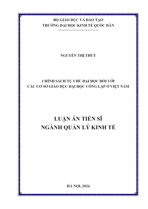 Chính Sách Tự Chủ Đại Học Đối Với Các Cơ Sở Giáo Dục Đại Học Công Lập Ở Việt Nam