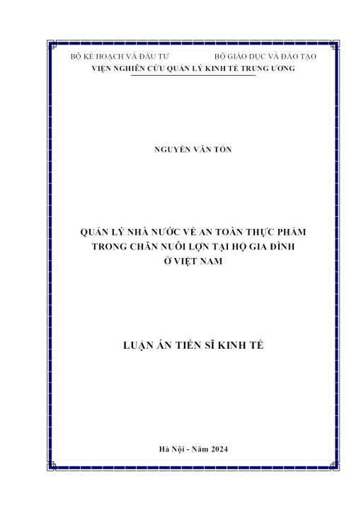 Quản Lý Nhà Nước Về An Toàn Thực Phẩm Trong Chăn Nuôi Lợn Tại Hộ Gia Đình Ở Việt Nam