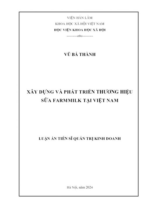 Xây Dựng Và Phát Triển Thương Hiệu Sữa Farmmilk Tại Việt Nam