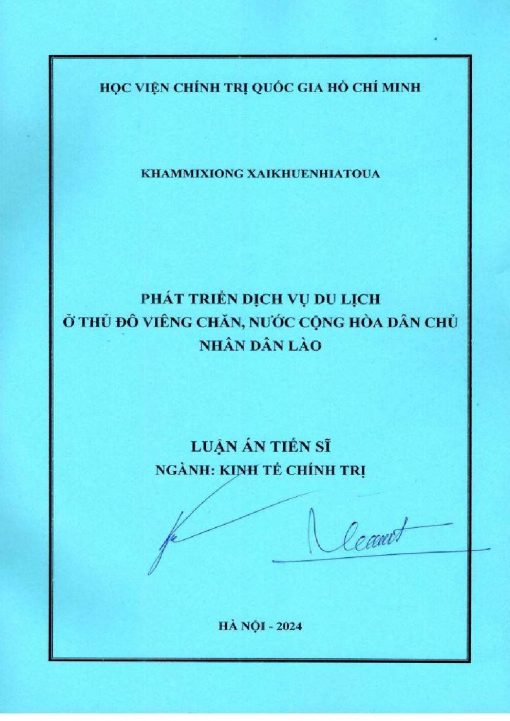 Phát Triển Dịch Vụ Du Lịch Ở Thủ Đô Viêng Chăn, Nước Cộng Hòa Dân Chủ Nhân Dân Lào