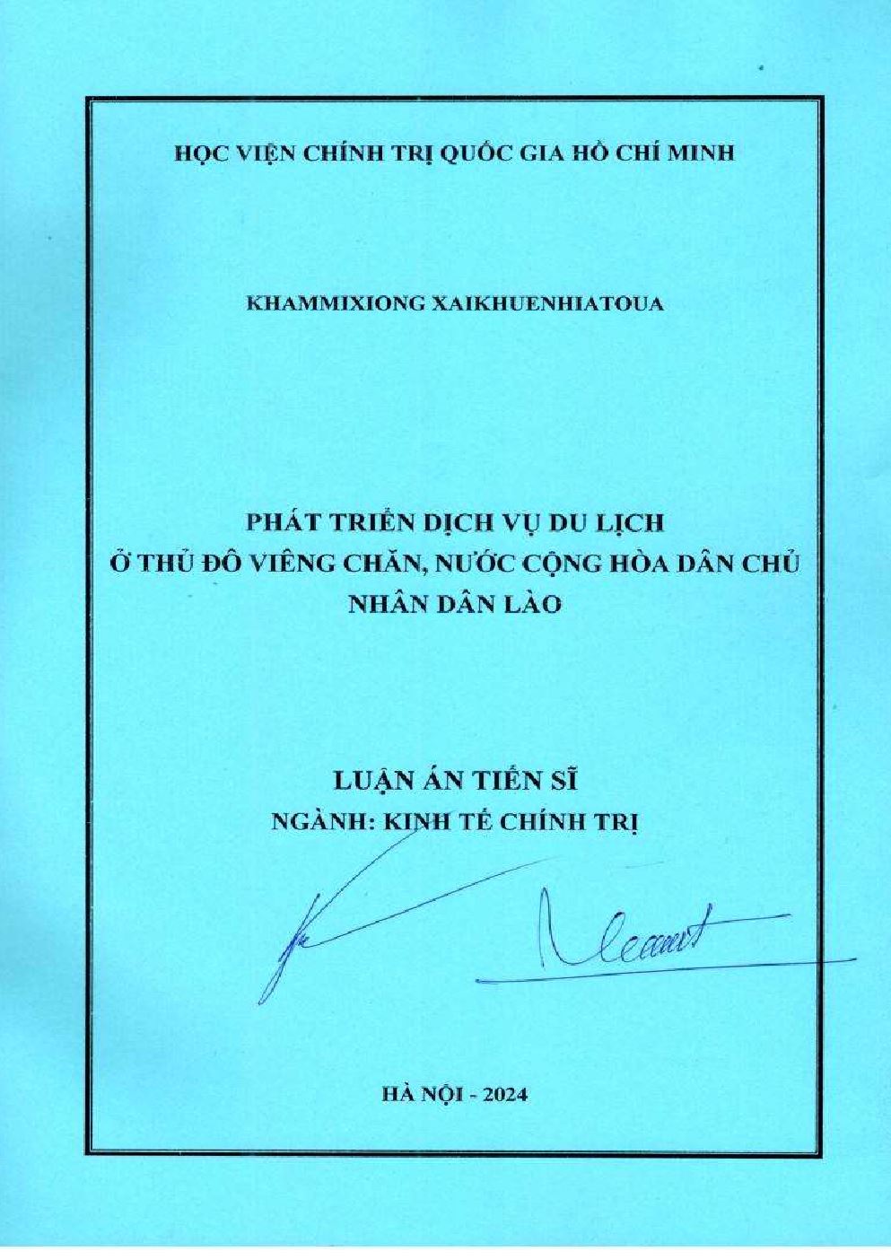 Phát Triển Dịch Vụ Du Lịch Ở Thủ Đô Viêng Chăn, Nước Cộng Hòa Dân Chủ Nhân Dân Lào