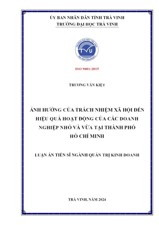 Ảnh Hưởng Của Trách Nhiệm Xã Hội Đến Hiệu Quả Hoạt Động Của Các Doanh Nghiệp Nhỏ Và Vừa Tại Thành Phố Hồ Chí Minh