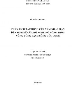 Phân Tích Tác Động Của Xâm Nhập Mặn Đến Sinh Kế Của Hộ Nghèo Ở Nông Thôn Vùng Đồng Bằng Sông Cửu Long