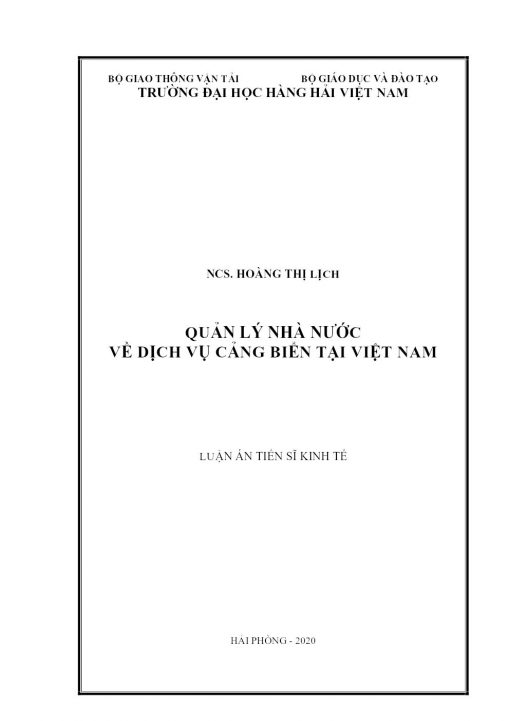 Quản Lý Nhà Nước Về Dịch Vụ Cảng Biển Tại Việt Nam