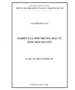 Nghiên Cứu Môi Trường Đầu Tư Tỉnh Thái Nguyên