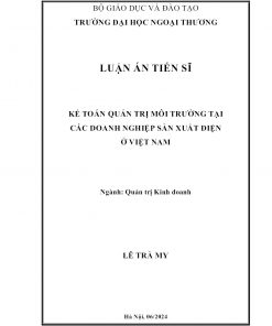 Kế Toán Quản Trị Môi Trường Tại Các Doanh Nghiệp Sản Xuất Điện Ở Việt Nam