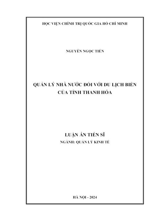 Quản Lý Nhà Nước Đối Với Du Lịch Biển Của Tỉnh Thanh Hóa