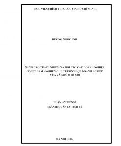 Nâng Cao Trách Nhiệm Xã Hội Cho Các Doanh Nghiệp Ở Việt Nam - Nghiên Cứu Trường Hợp Doanh Nghiệp Vừa Và Nhỏ Ở Hà Nội