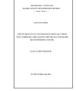 Chuyển Dịch Cơ Cấu Ngành Kinh Tế Trong Quá Trình Công Nghiệp Hóa, Hiện Đại Hóa Trên Địa Bàn Thành Phố Hồ Chí Minh Đến Năm 2030