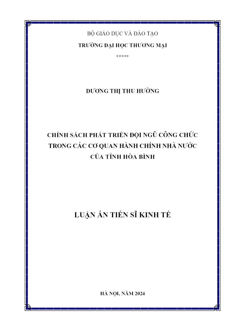 Chính Sách Phát Triển Đội Ngũ Công Chức Trong Các Cơ Quan Hành Chính Nhà Nước Của Tỉnh Hòa Bình