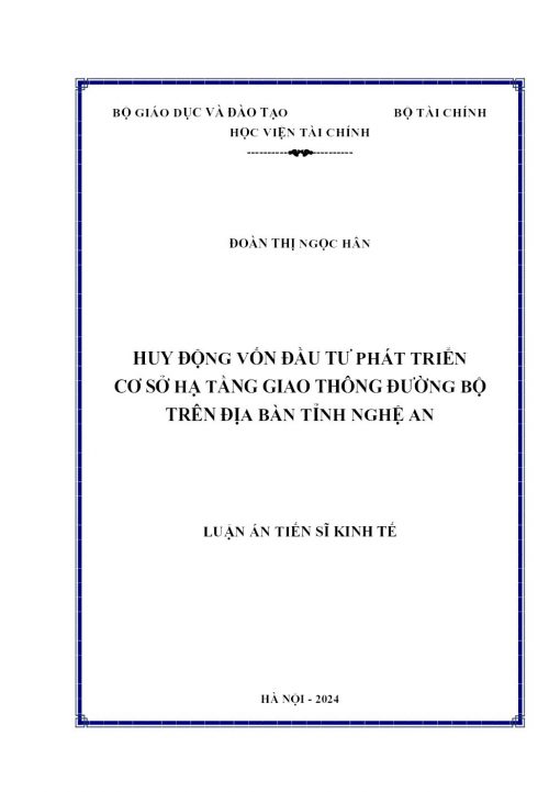 Huy Động Vốn Đầu Tư Phát Triển Cơ Sở Hạ Tầng Giao Thông Đường Bộ Trên Địa Bàn Tỉnh Nghệ An