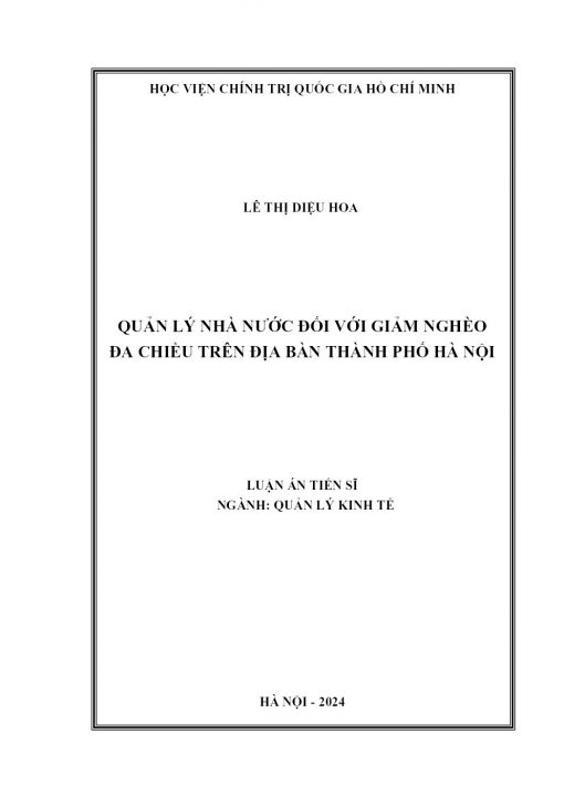 Quản Lý Nhà Nước Đối Với Giảm Nghèo Đa Chiều Trên Địa Bàn Thành Phố Hà Nội