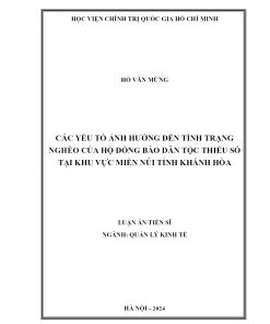 Các Yếu Tố Ảnh Hưởng Đến Tình Trạng Nghèo Của Hộ Đồng Bào Dân Tộc Thiểu Số Tại Khu Vực Miền Núi Tỉnh Khánh Hòa