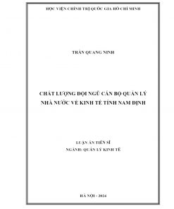 Chất Lượng Đội Ngũ Cán Bộ Quản Lý Nhà Nước Về Kinh Tế Tỉnh Nam Định