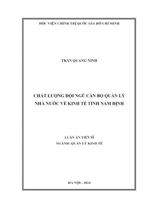 Chất Lượng Đội Ngũ Cán Bộ Quản Lý Nhà Nước Về Kinh Tế Tỉnh Nam Định