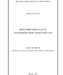 Hoàn Thiện Pháp Luật Về Người Không Quốc Tịch Ở Việt Nam