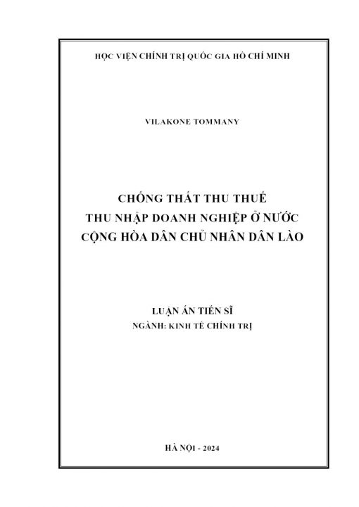 Chống Thất Thu Thuế Thu Nhập Doanh Nghiệp Ở Nước Cộng Hòa Dân Chủ Nhân Dân Lào