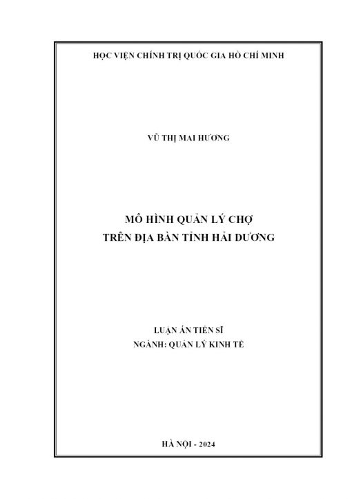 Mô Hình Quản Lý Chợ Trên Địa Bàn Tỉnh Hải Dương