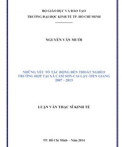 Những Yếu Tố Tác Động Đến Thoát Nghèo Trường Hợp Tại Xã Cẩm Sơn-Cai Lậy-Tiền Giang 2007 - 2013