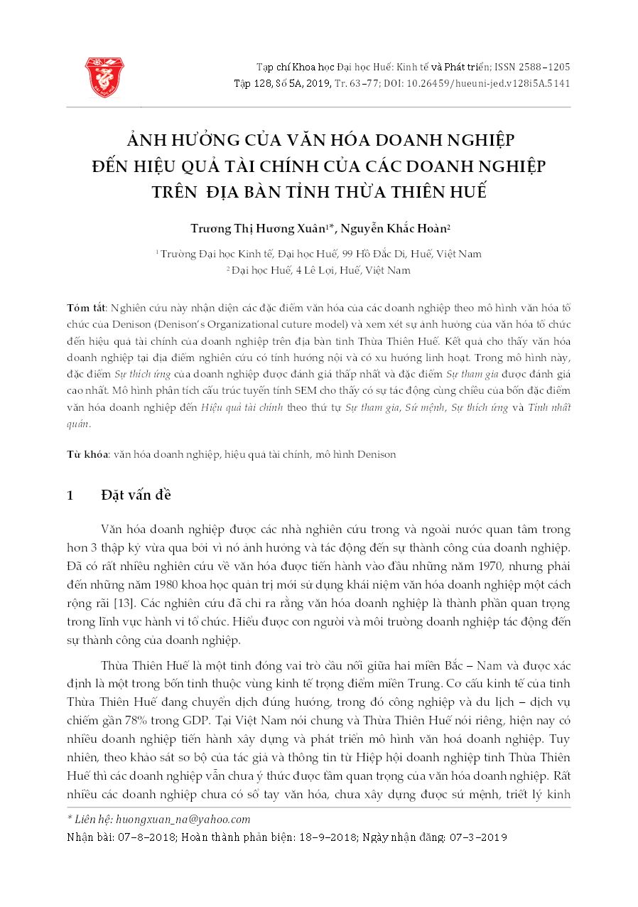 NCK264_Ảnh Hưởng Của Văn Hóa Doanh Nghiệp Đến Hiệu Quả Tài Chính Của Các Doanh Nghiệp Trên Địa Bàn Tỉnh Thừa Thiên Huế.pdf.pdf