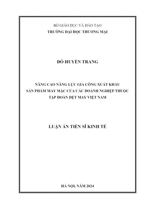 Nâng Cao Năng Lực Gia Công Xuất Khẩu Sản Phẩm May Mặc Của Các Doanh Nghiệp Thuộc Tập Đoàn Dệt May Việt Nam