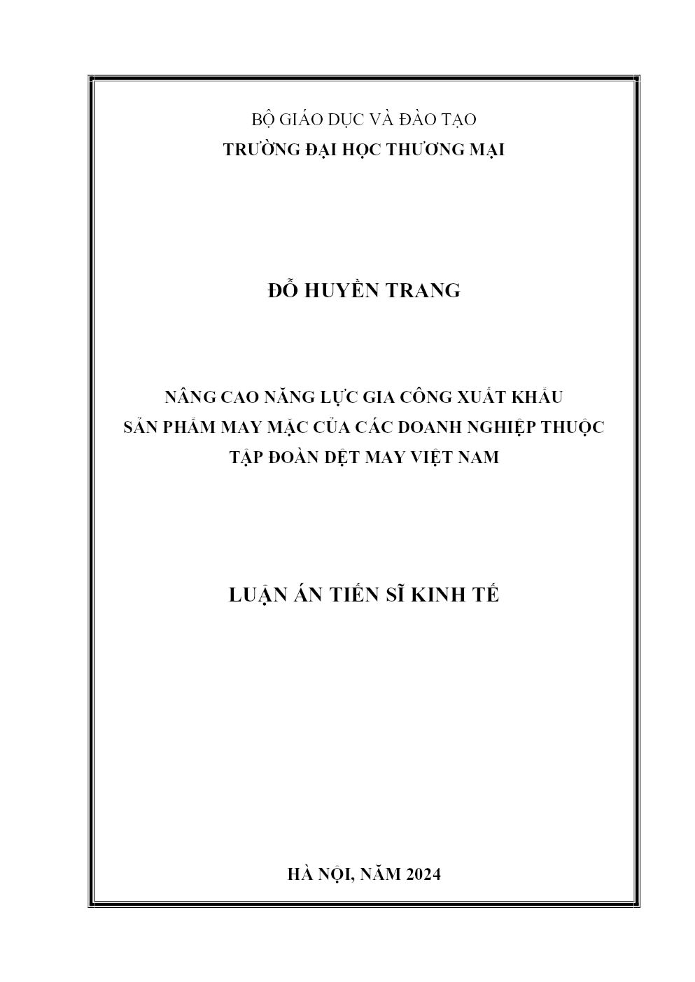 Nâng Cao Năng Lực Gia Công Xuất Khẩu Sản Phẩm May Mặc Của Các Doanh Nghiệp Thuộc Tập Đoàn Dệt May Việt Nam
