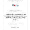Improve Sales Performance Via Personal Selling Activities: The Case Of Hoang Hai Long Hotel