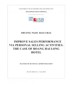 Improve Sales Performance Via Personal Selling Activities: The Case Of Hoang Hai Long Hotel