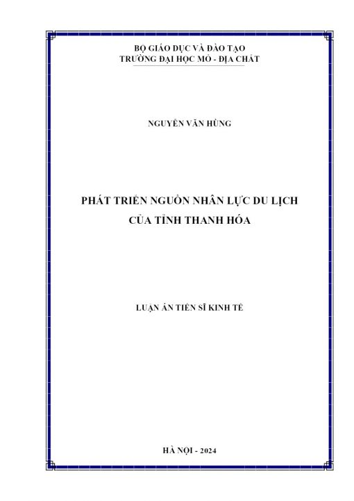 Phát Triển Nguồn Nhân Lực Du Lịch Của Tỉnh Thanh Hóa