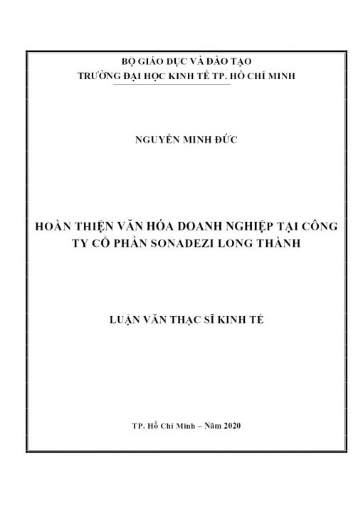 Hoàn Thiện Văn Hóa Doanh Nghiệp Tại Công Ty Cổ Phần Sonadezi Long Thành