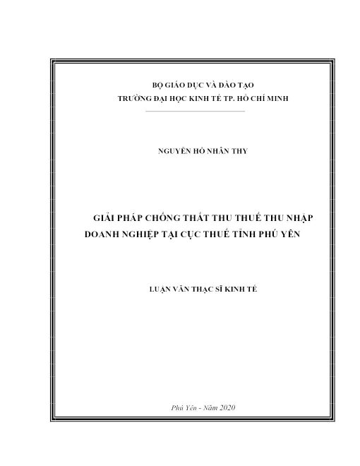 Giải Pháp Chống Thất Thu Thuế Thu Nhập Doanh Nghiệp Tại Cục Thuế Tỉnh Phú Yên