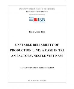 Unstable Reliability Of Production Line: A Case In Tri An Factory, Nestle Viet Nam