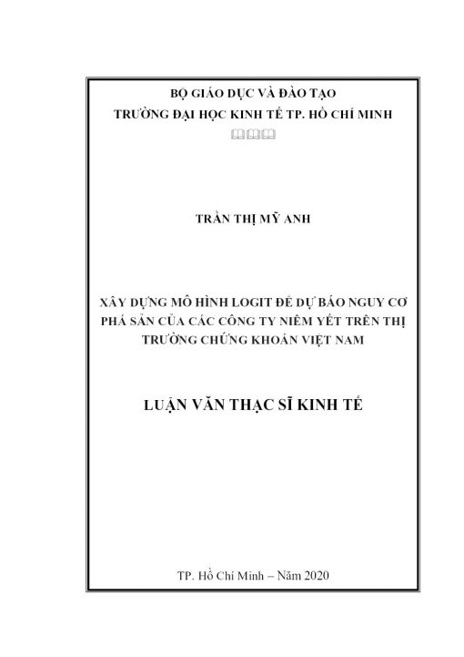 Xây Dựng Mô Hình Logit Để Dự Báo Nguy Cơ Phá Sản Của Các Công Ty Niêm Yết Trên Thị Trường Chứng Khoán Việt Nam