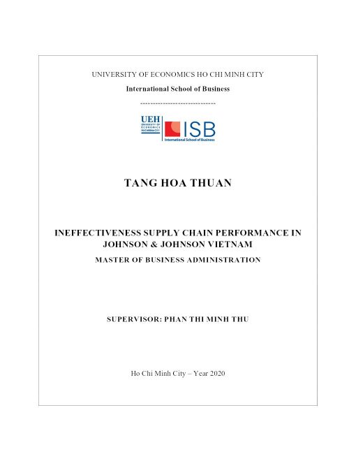 Ineffectiveness Supply Chain Performance In Johnson & Johnson Vietnam