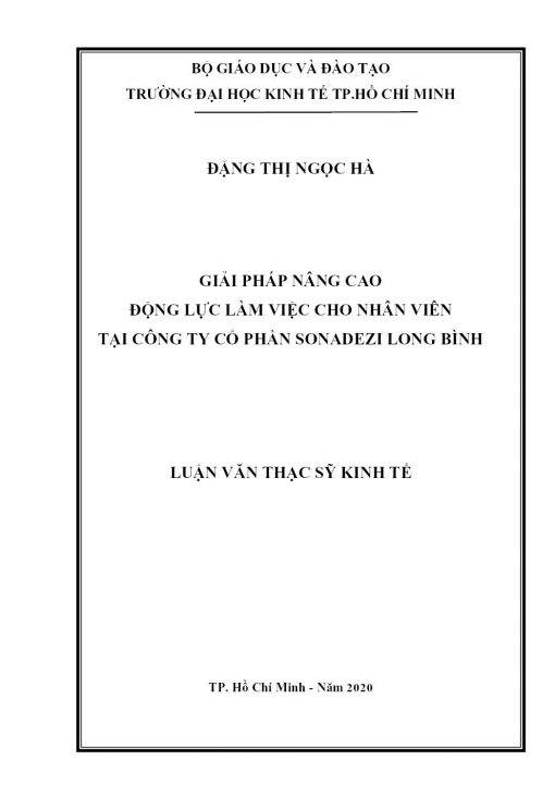Giải Pháp Nâng Cao Động Lực Làm Việc Cho Nhân Viên Tại Công Ty Cổ Phần Sonadezi Long Bình