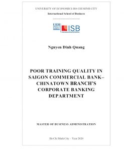 Poor Training Quality In Saigon Commercial Bank– Chinatown Branch’s Corporate Banking Department