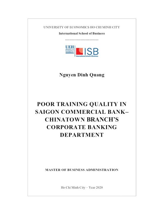 Poor Training Quality In Saigon Commercial Bank– Chinatown Branch’s Corporate Banking Department