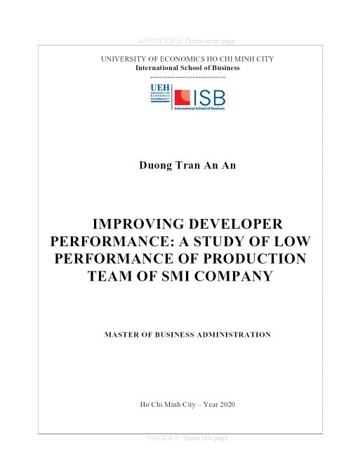 Improving Developer Performance: A Study Of Low Performance Of Production Team Of SMI Company