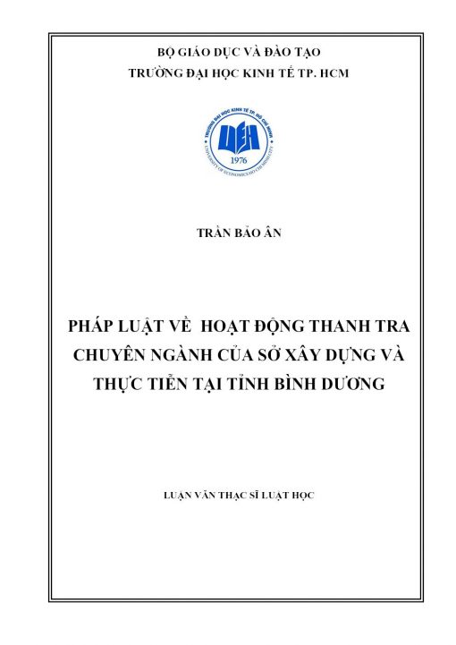 Pháp Luật Về Hoạt Động Thanh Tra Chuyên Ngành Của Sở Xây Dựng Và Thực Tiễn Tại Tỉnh Bình Dương