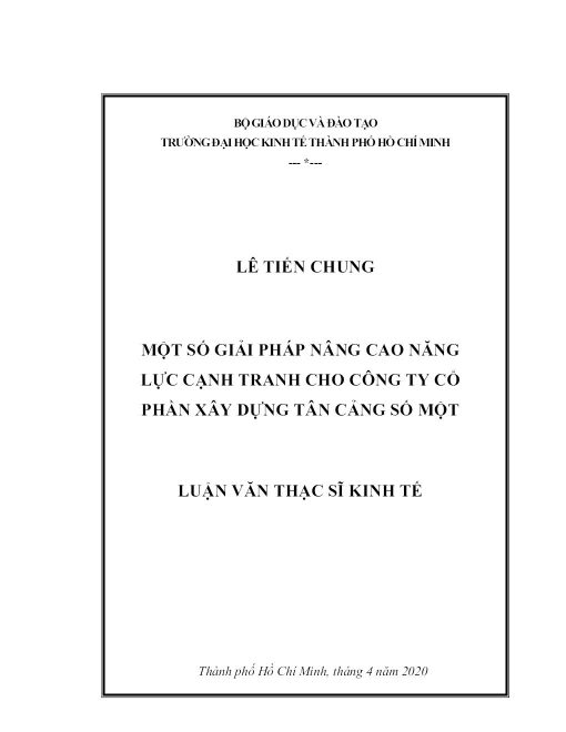 Một Số Giải Pháp Nâng Cao Năng Lực Cạnh Tranh Cho Công Ty Cổ Phần Xây Dựng Tân Cảng Số Một