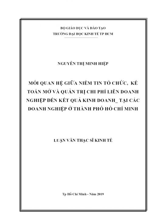 Mối Quan Hệ Giữa Niềm Tin Tổ Chức, Kế Toán Mở Và Quản Trị Chi Phí Liên Doanh Nghiệp Đến Kết Quả Kinh Doanh_ Tại Các Doanh Nghiệp Ở Thành Phố Hồ Chí Minh